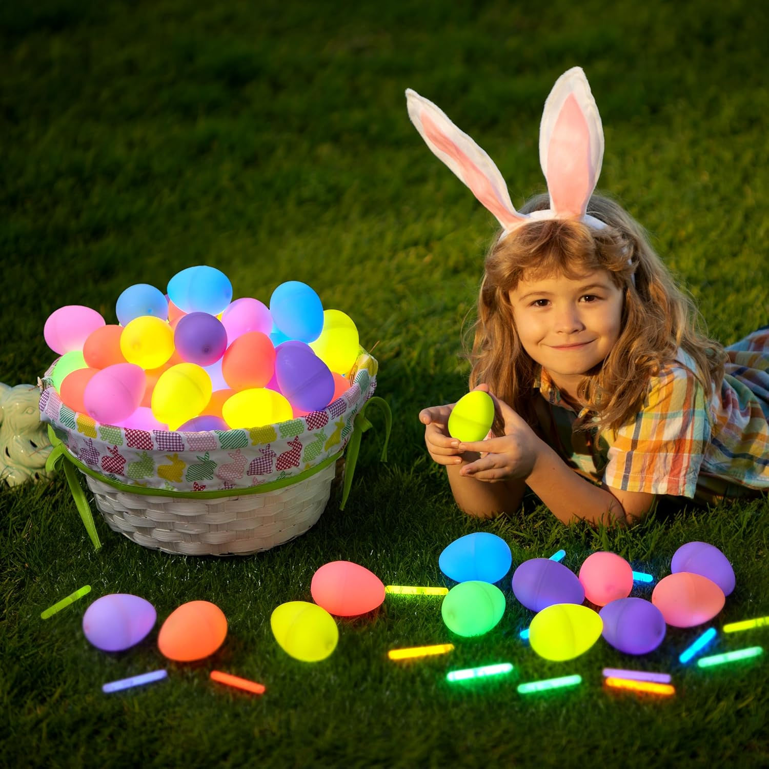 JOYIN 144 Pcs Easter Eggs with 288 Pcs Mini Glow Sticks for Kids Glow-In-The-Dark Basket Stuffers Fillers Gift, Easter Eggs Hunt Game Party Favors Classroom Decorations Supplies image number 2