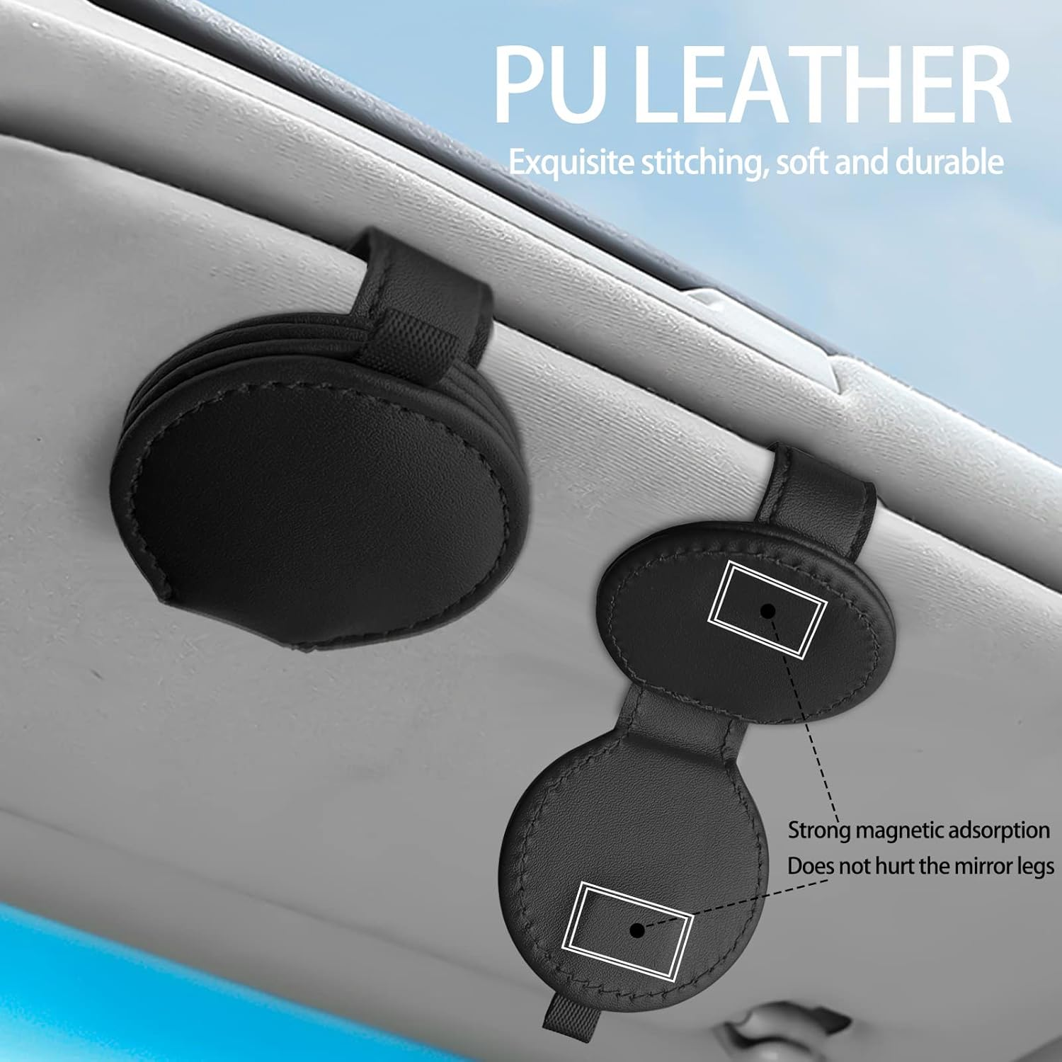 2 Pack Set Black Sunglass Holder for Car,Visor Sunglass Holder,Car Accessories for Man Women image number 1