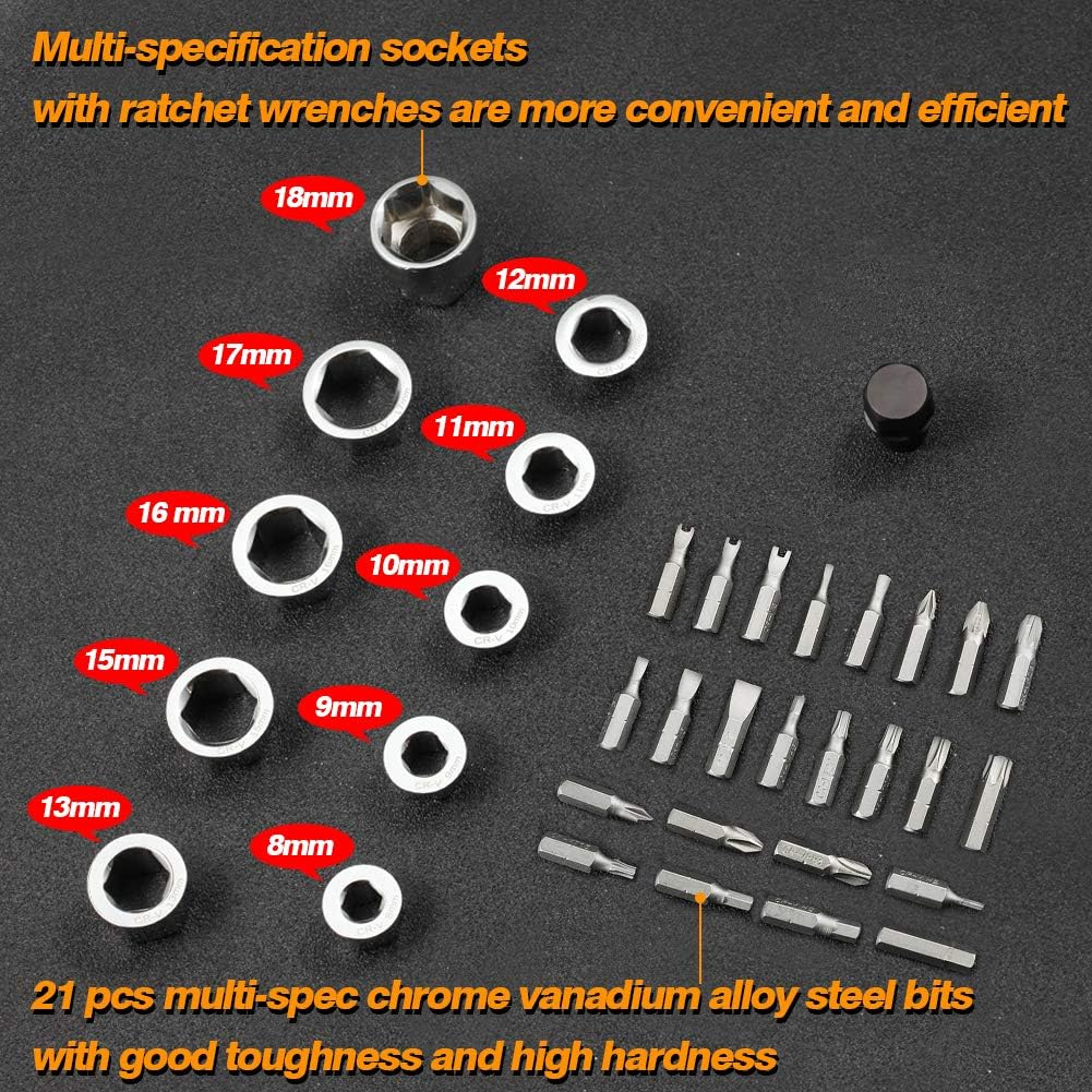 SPEEDWOX Ratchet Socket Wrench Set Metric 36 Pcs Heavy Duty 180 Degree Rotating Head Double Ring Spanners Flexible Multi Functional Ratcheting Combination Wrench Set image number 1