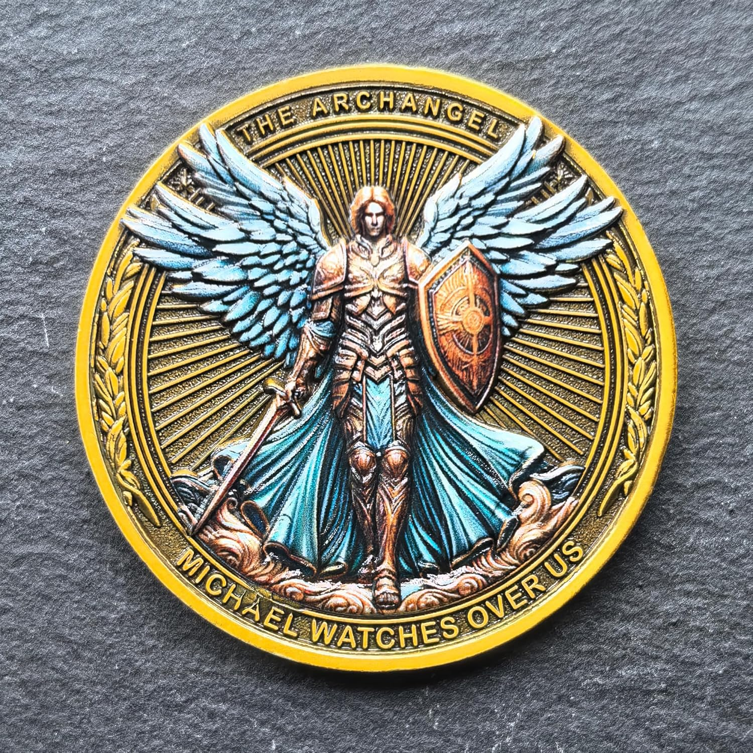 Archangel Michael Protection Challenge Coin for Divine Guidance and Safety Bible Verses Pocket Token image number 3