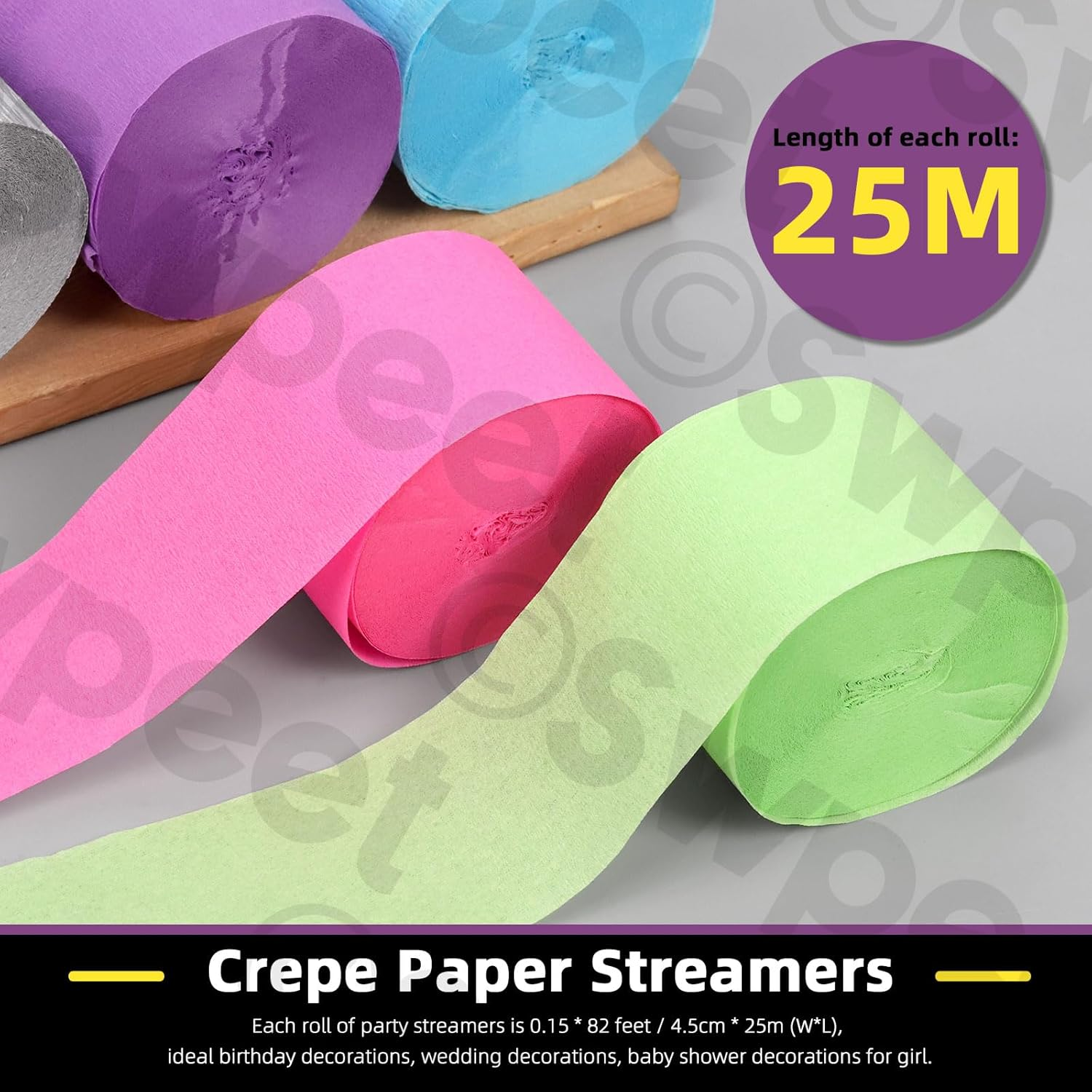 Swpeet 12 Rolls 12 Colors Crepe Paper Streamers 1.77 Inch Wide per Roll Assortment Kit, Party Decorations Streamer for Wedding Streamers Birthday Decorations Baby Shower Graduation DIY Supplies