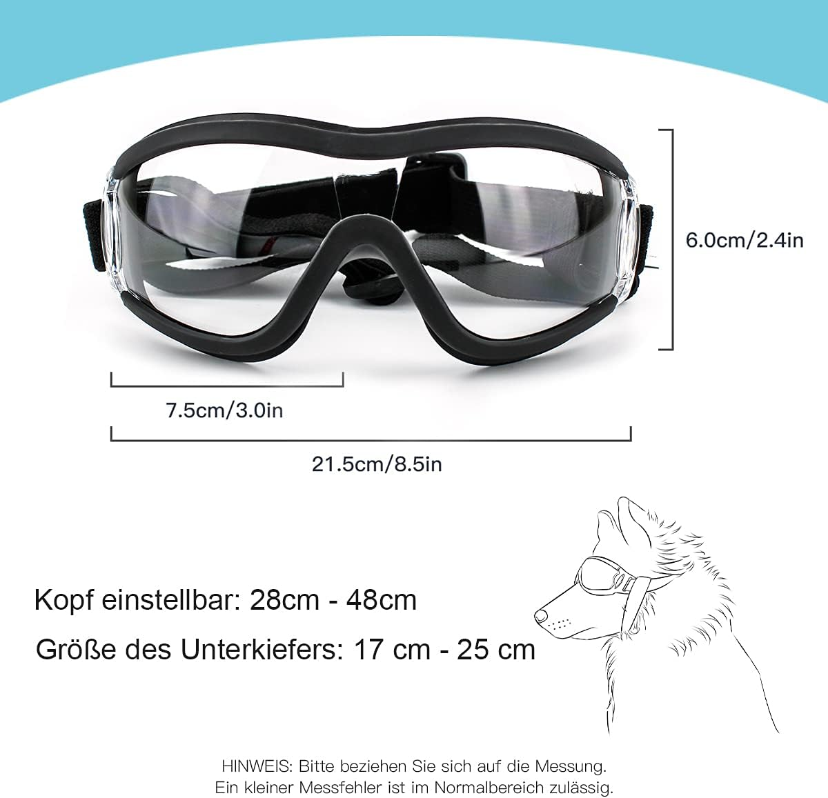 PEDOMUS Dog Sunglasses Adjustable Strap for Travel, Skiing and Anti-Fog Snow Goggles for Medium to Large Dogs - White image number 6