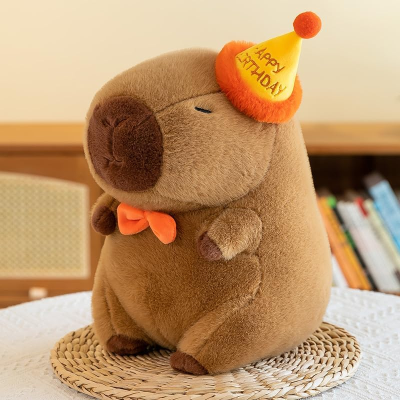 Cute Birthday Capybara Plush, 12-Inch Kawaii Stuffed Animal Soft Toy, Birthday Gifts, Party Decoration for Kids image number 3