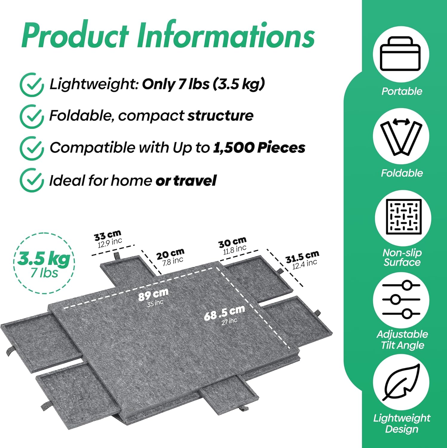 GOOFII Jigsaw Foldable & Tilting Puzzle Board with 6 Drawers and Covers, Portable Puzzle Table Built-In Stands for Angle Adjustments, Puzzle Mat with Storage for Adults (1500 Pcs) image number 5