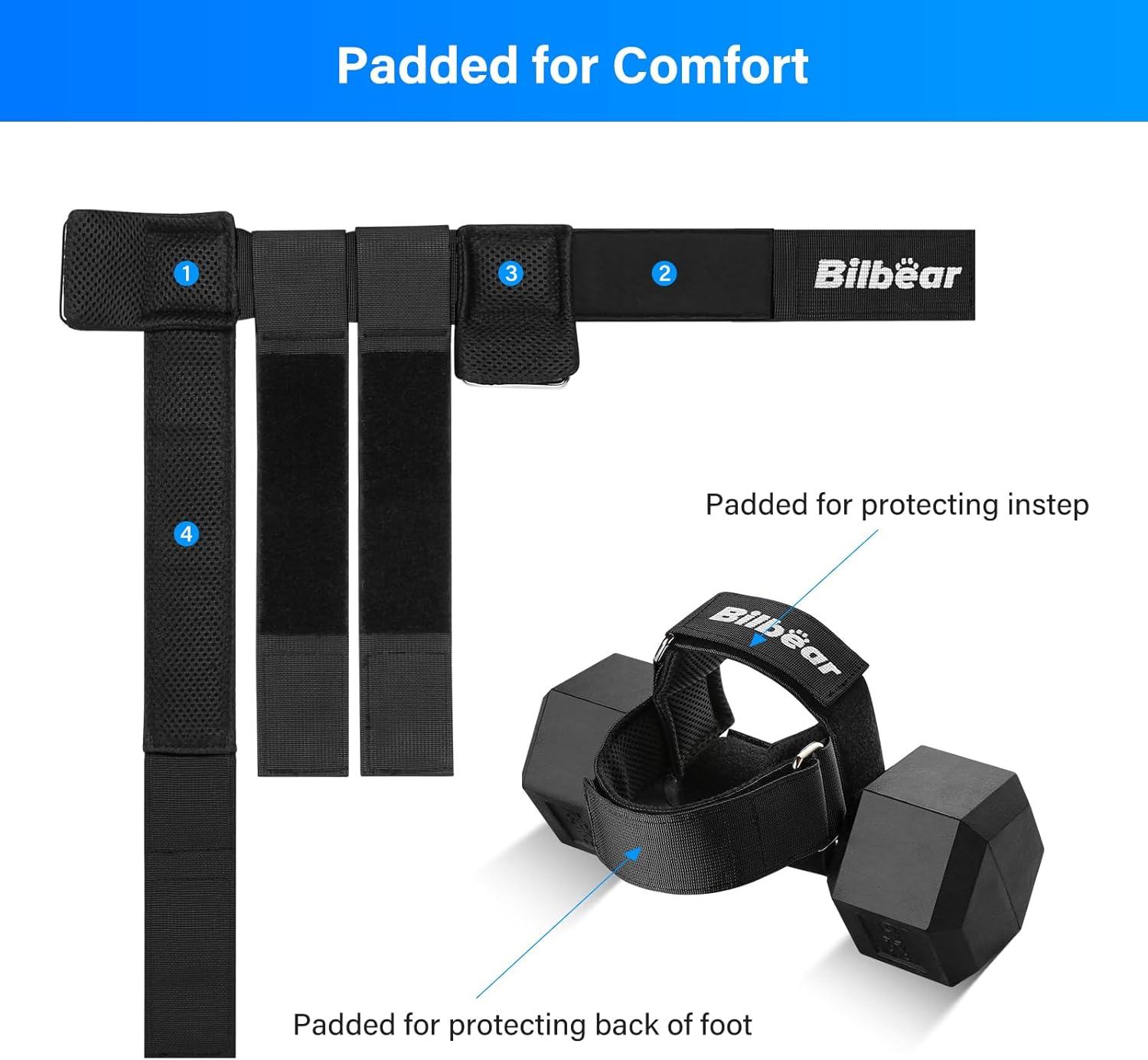Tibialis Trainer Strap for Shin Splint Relief Exercises,Adjustable Dumbbell Foot Attachment for Hip Flexor Raises,Dumbbell Ankle Strap Relieve Leg Pain Increase Range of Motion image number 4