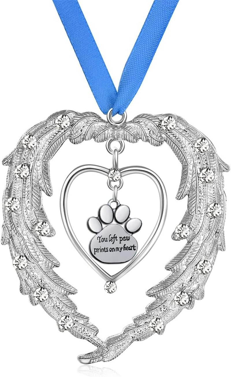 Pet Memorial Christmas Ornaments, Angel Wings Dog Remembrance Gift, Pet Memorial Gifts for Loss of Dog,Pet Bereavement Sympathy Gift, Xmas Tree Hanging Decorative Keepsake Frame Decor Pendant