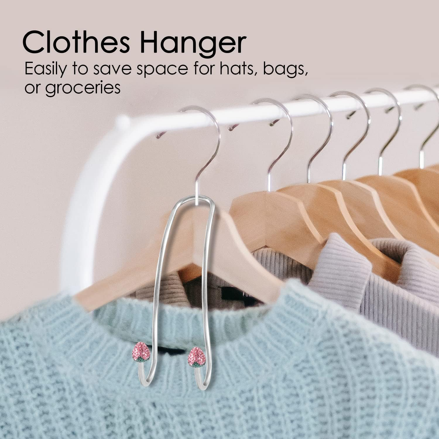 Guoord Pink Car Accessories for Women, 2 Pcs Hot Pink Car Decor Hooks for Purses and Bags, Durable Backseat Holder, Strawberry Purse Hook Hangers, Storage Universal for SUV Truck & Van image number 3