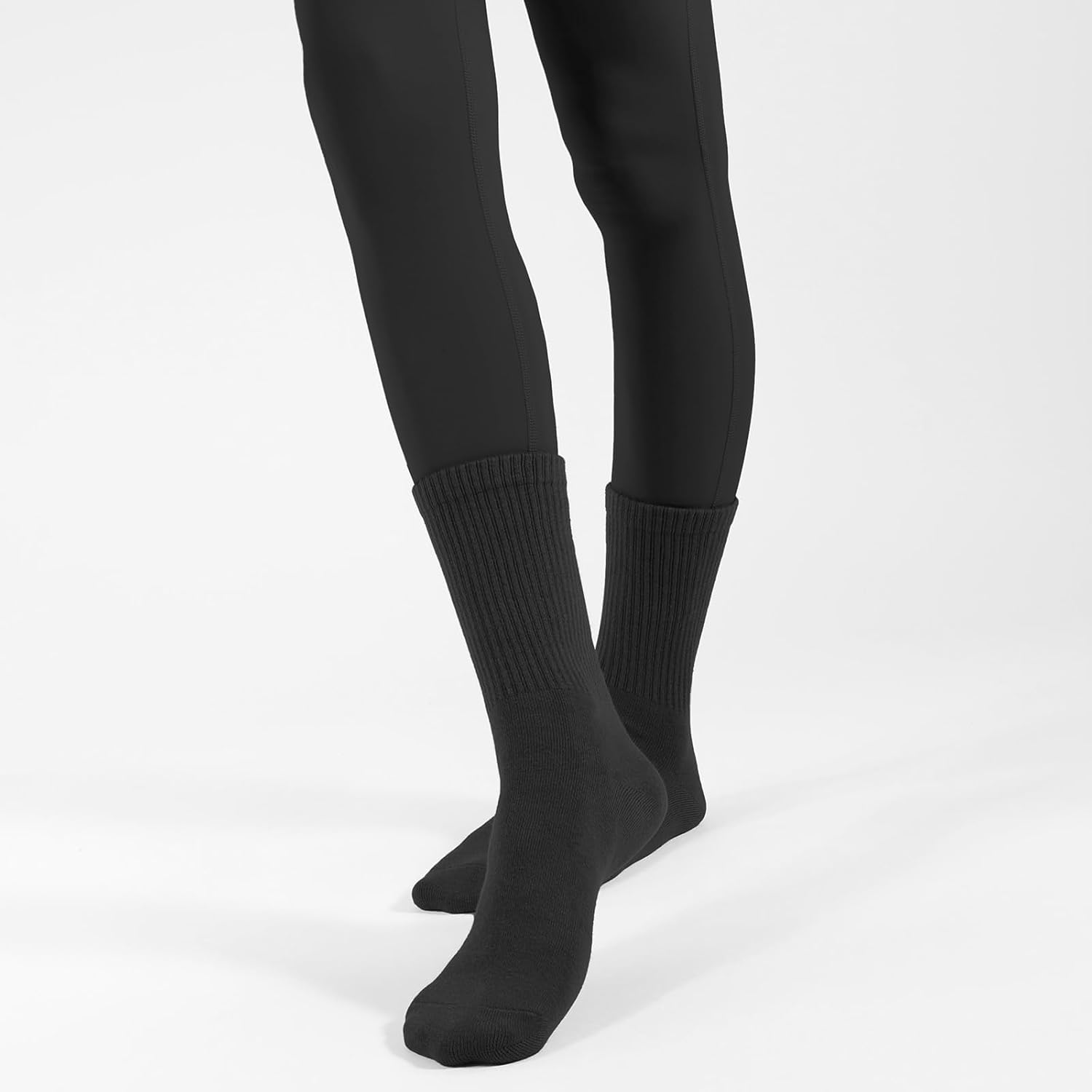 3-6 Pairs Crew Socks Women,Casual Athletic Aesthetic Socks Combed Cotton Socks for Women Granola Girls Clothes - White*3 image number 6