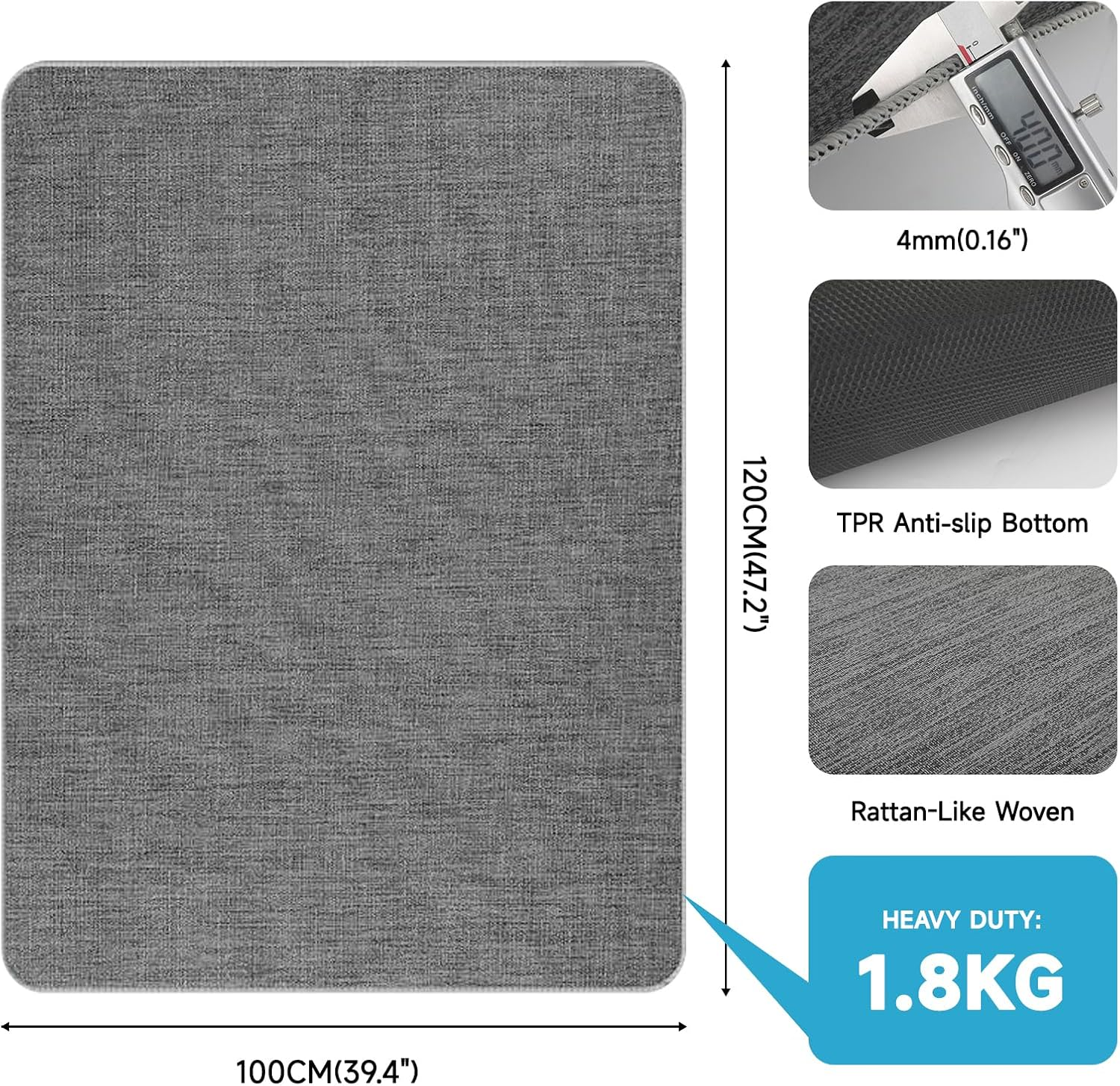 Office Chair Mat for Hardwood,Carpet Protector Chair Mats,Heavy Duty Desk Chair Mat for Rolling Chair,Anti-Slip Floor Protector Chair Mat for Home Office (100 * 120 Cm)