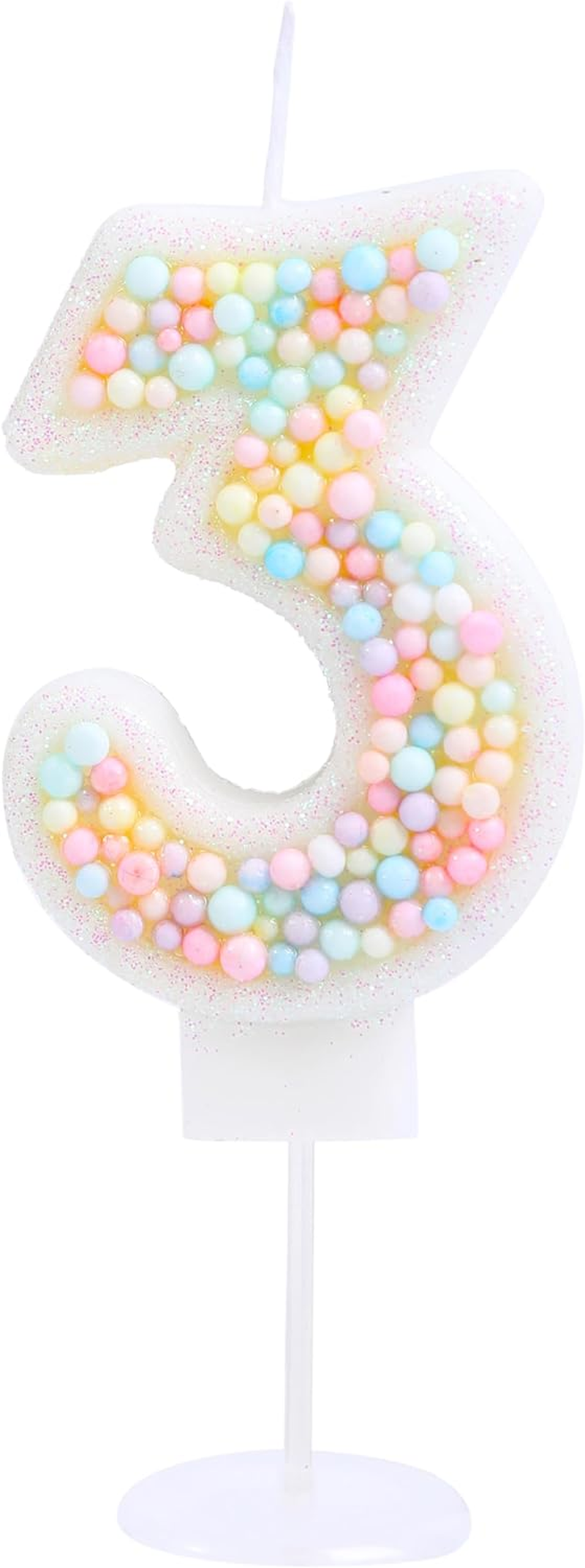 Number 3 Candles for Birthday Cakes, Sweet Theme 3 Birthday Candle Macaron Glitter 3 Candle Birthday Girl Women 3Rd Birthday Wedding Anniversary Party Cake Decoration image number 2