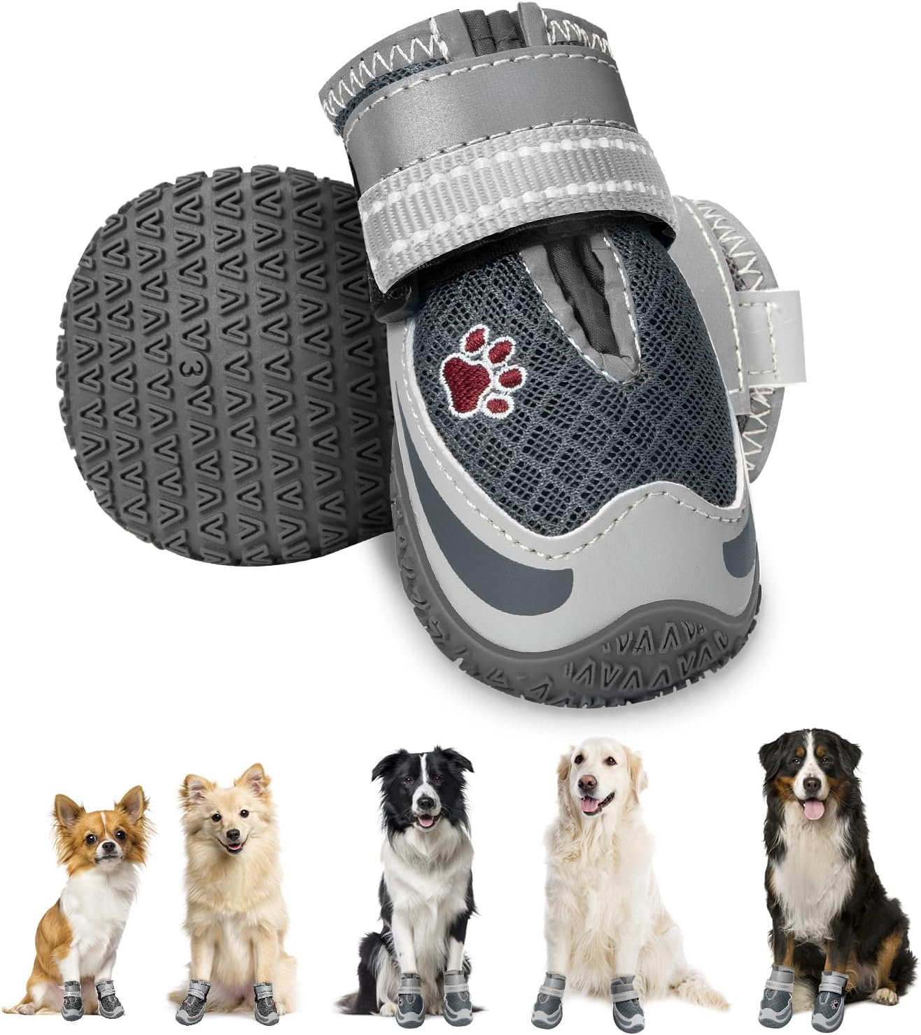 Slowton Dog Shoes for Summer Hot Pavement - Breathable Dog Boots for Large Small Medium Pet, Paw Protector for Outdoor Walking Hardwood Floor, Anti-Slip Rubber Booties for Winter Snow image number 2