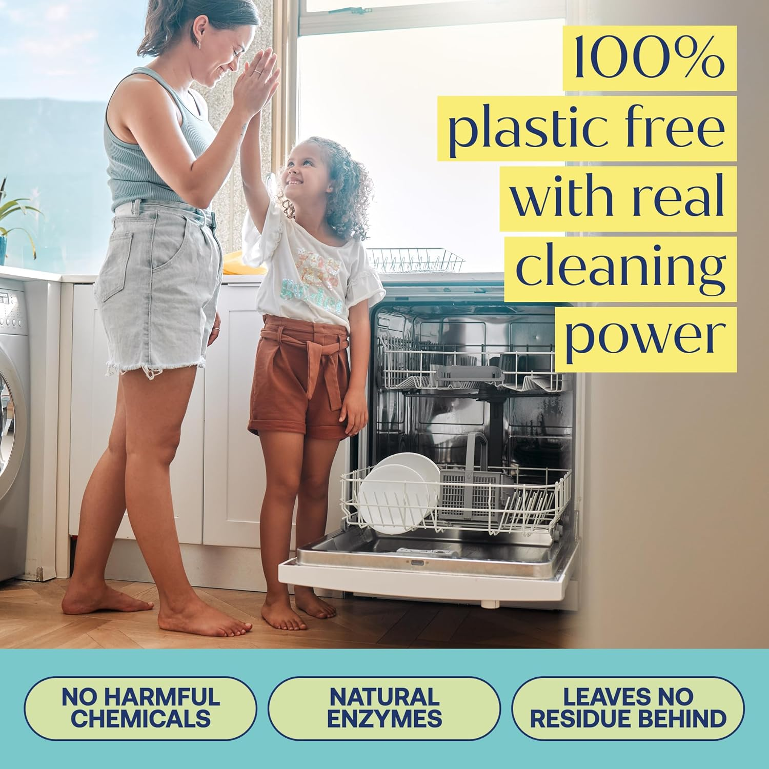 Fab Tab Dishwasher Tablets, Unscented, a Plastic Free Dishwasher Pod Alternative, Powers through Grease, Leaves No Residue, Safe for the Whole Family, Individually Wrapped image number 1