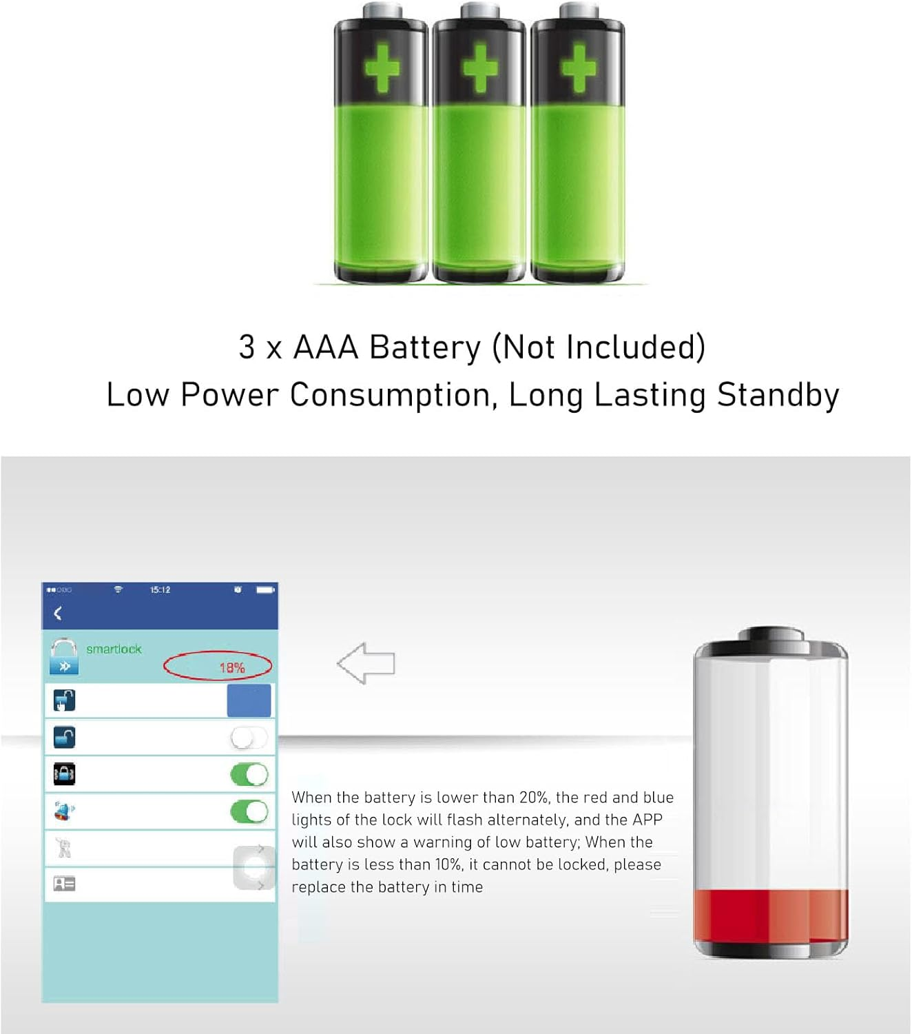 Bluetooth Chain Lock, APP Control Bike Lock with Vibration Alarm Function, Waterproof Keyless Lock, Anti-Theft, Smart Chain Lock for Bike, Motorcycle, Door & Gate (Blue)