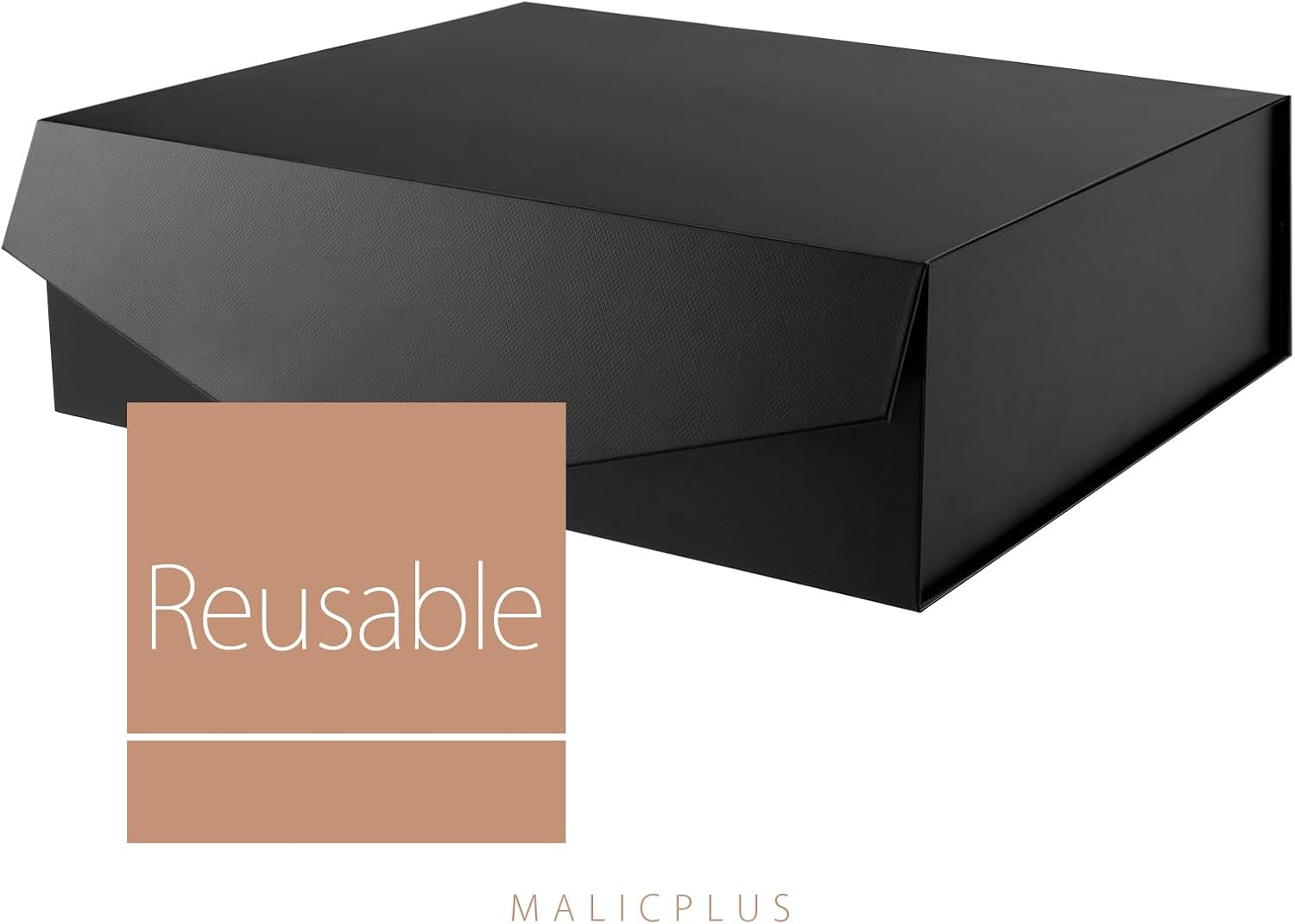 MALICPLUS Extra Large Gift Box 41.4X36X12.7 CM, Extra Large Gift Box with Lid, Gift Box for Clothes and Large Gifts (Matte Black with Grain Texture) image number 5
