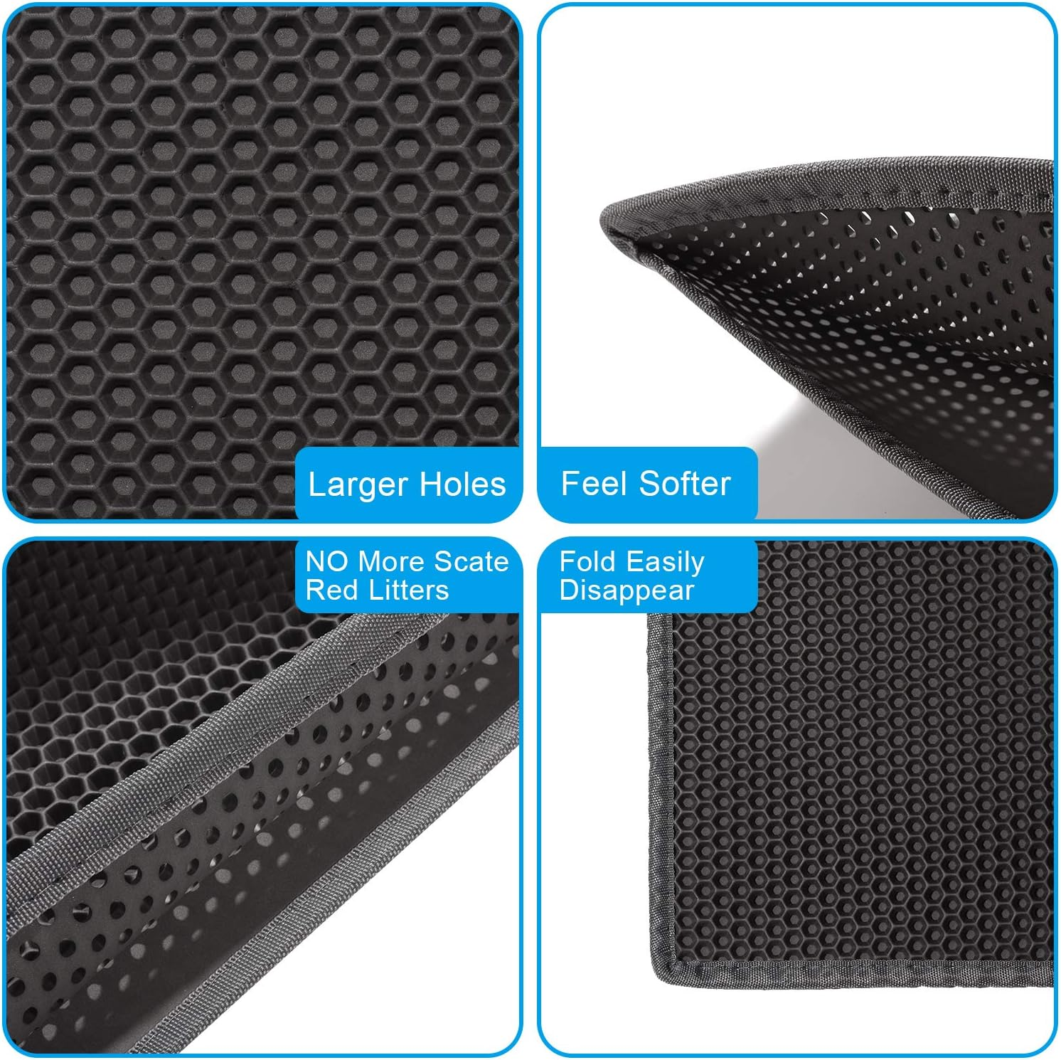 Cat Litter Mat Litter Boxes Trapper Mat Trapper Size 24" X15", Honeycomb Double-Layer Waterproof Urine Proof Material, Easy Clean Washable and Floor Carpet Protection (Light Grey) image number 6