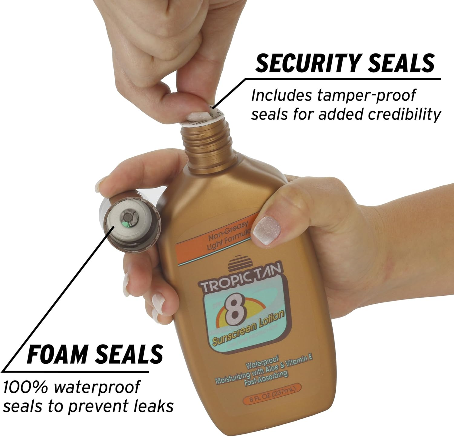 Gopong Sunscreen Flask 2 Pack - Tropic Tan Classic Bottle Style, Includes Funnel and Liquor Pour Spout image number 1