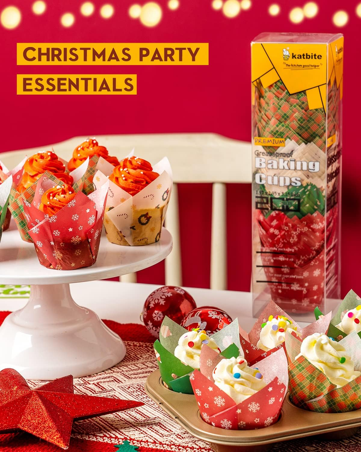 Katbite Tulip Cupcake Liners 200PCS, Muffin Baking Cupcake Liners Holders, Baking Cups, Cupcake Wrappe image number 5