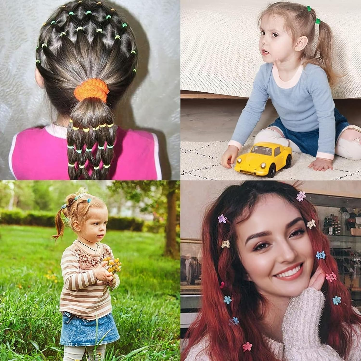 Colorful Hair Accessories Set for Girls & Women - Scrunchies, Clips, & Bands - Cute & Soft Ponytail Holders - Elastic Hairbands Kit image number 5