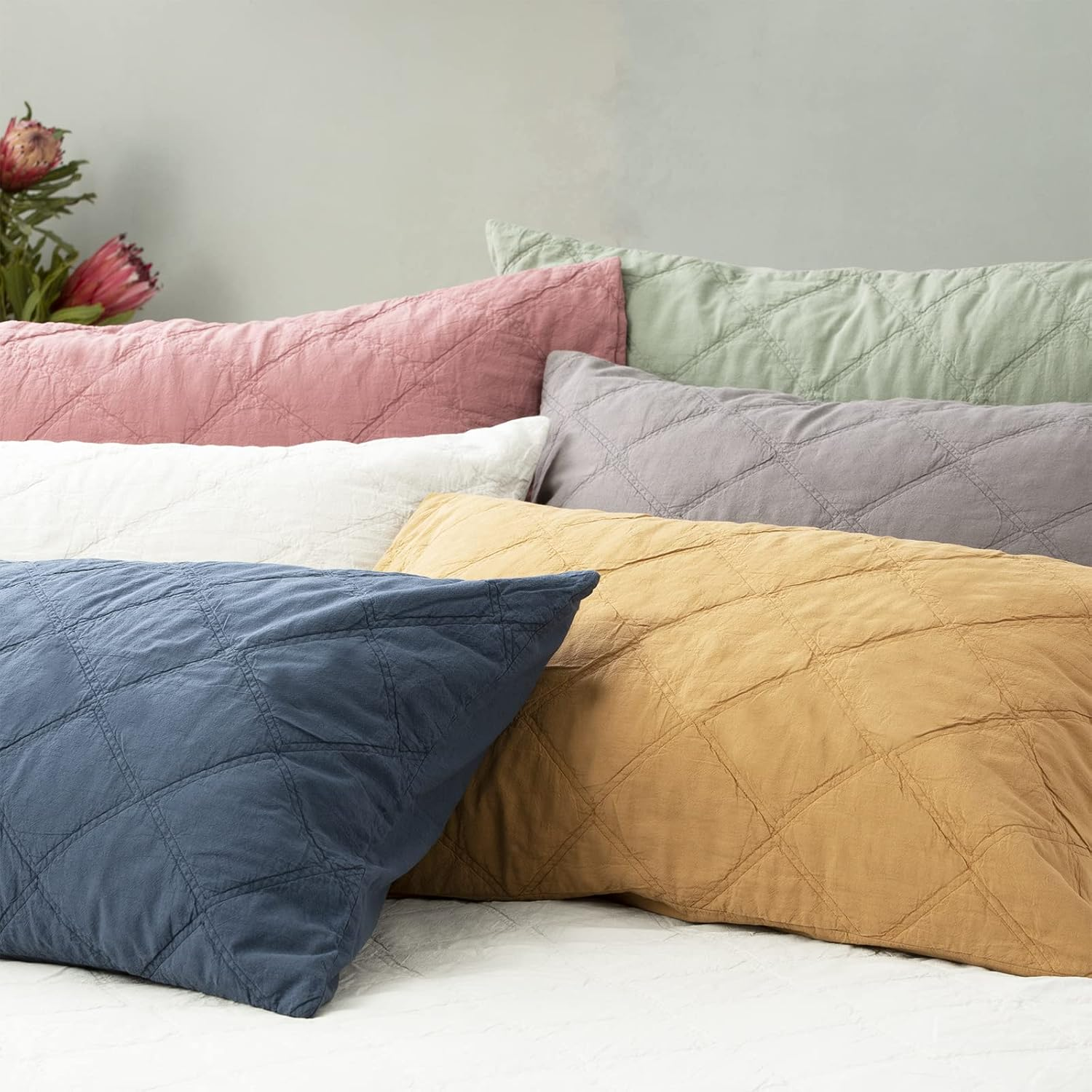 Renee Taylor Attwood VT Queen/King Bed Quilted Coverlet Stone Washed Cotton Ink