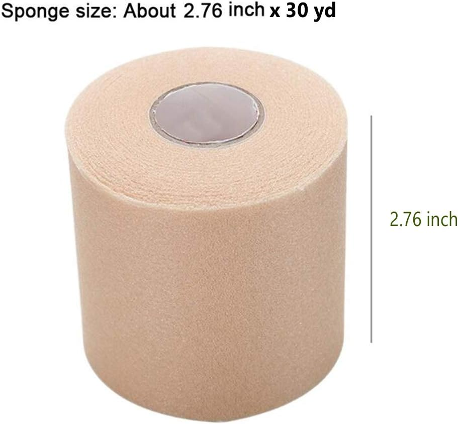 OBTANIM 4 Rolls Foam Underwrap Bandage Pre-Wrap Sports Tape for Athletic Elbow Knees Ankles, Latex Free (Skin Color, Black, Blue, Red) image number 3