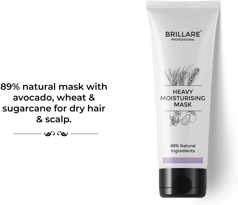 Brillare Professional Heavy Moisturising Mask | Repairs Dry & Damaged Hair | Combats Frizz & Scalp Dryness | Makes Hair Smooth & Manageable | for Men & Women (125 G) image number 3