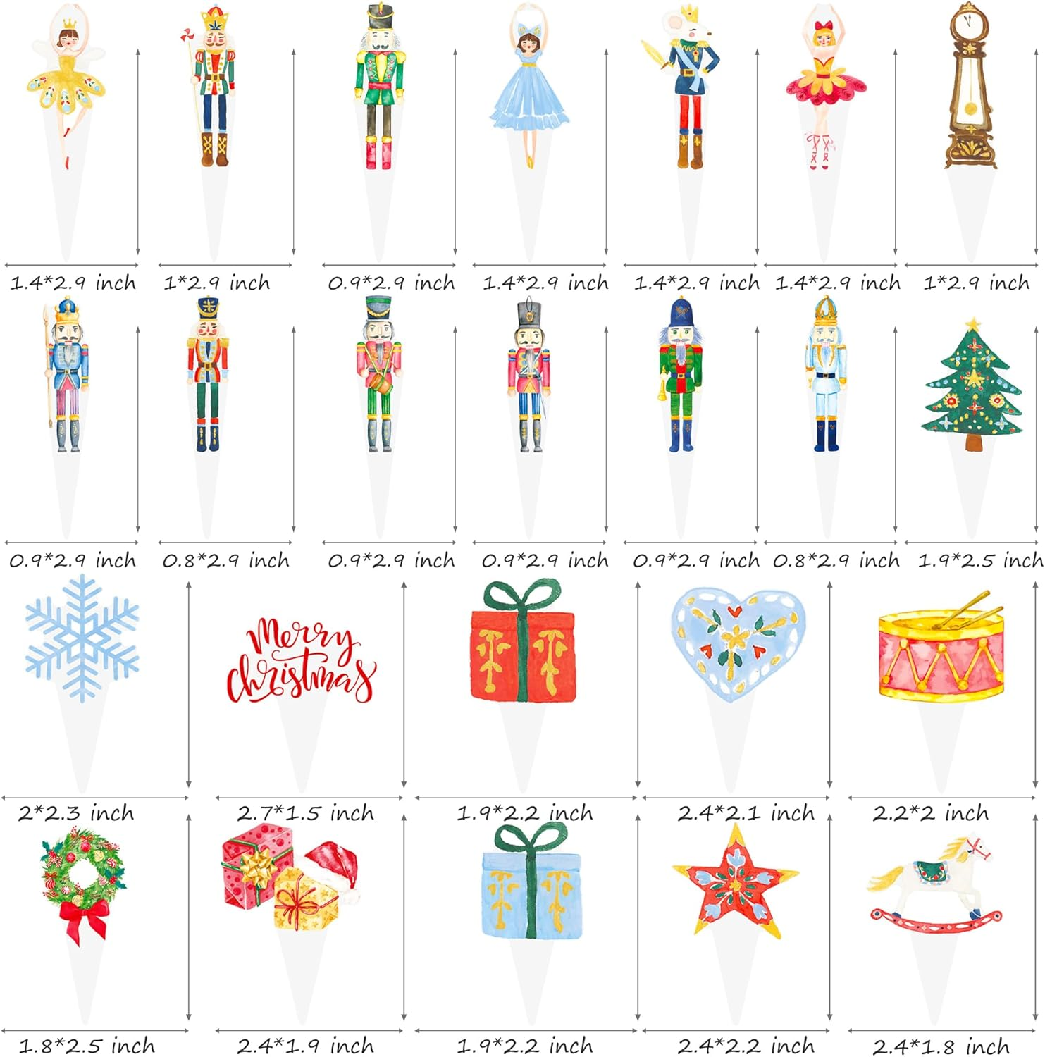 48Pcs Christmas Nutcarcker Party Cupcake Toppers Nutcracker Ballet Cake Toppers Decoration Nutcracker Holiday Cupcake Picks for Merry Christmas Birthday Party Supplies image number 5