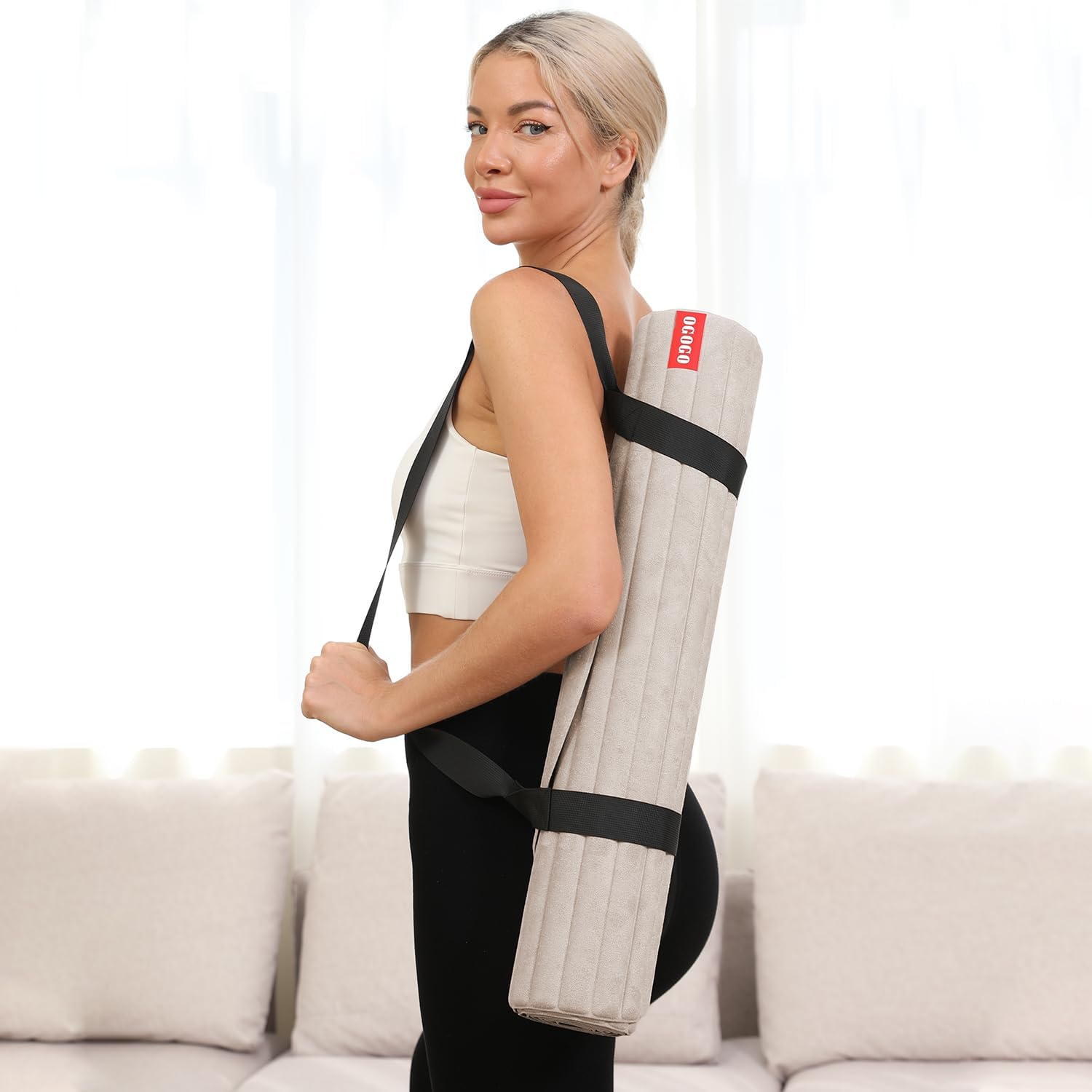 OGOGO Yoga Mat with Suede Finish, Extra Long and Wide 74 X 26 X 1/3 Inches Thick POE Material, Wavy Texture Non-Slip Design image number 5