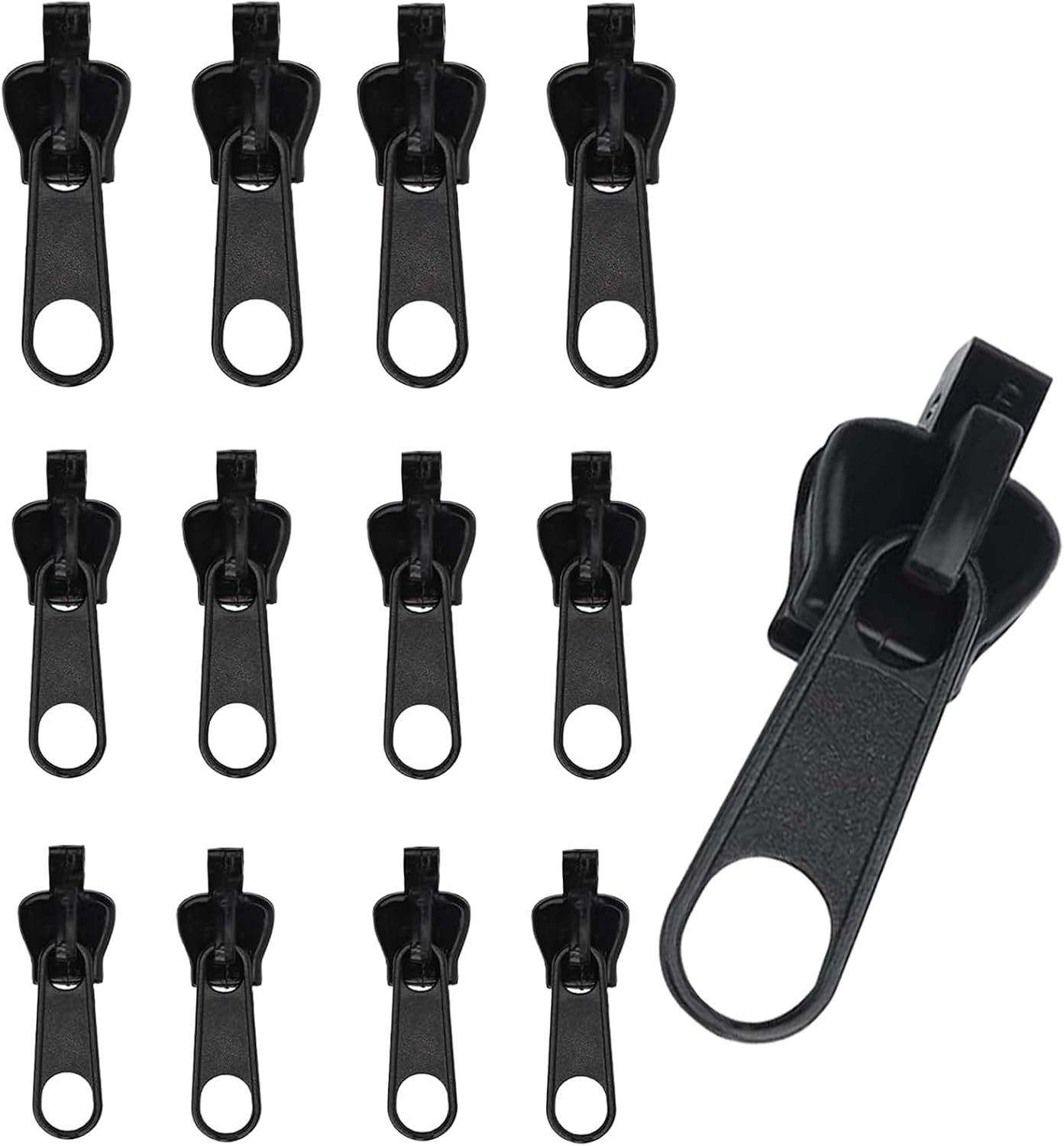 12Pcs/Set Fix Zip Puller, Zipper Fixer Detachable Zipper Repair Kit, Instant Zipper Tabs Pull Replacement Slider for Jacket Coat Luggage Backpack image number 1