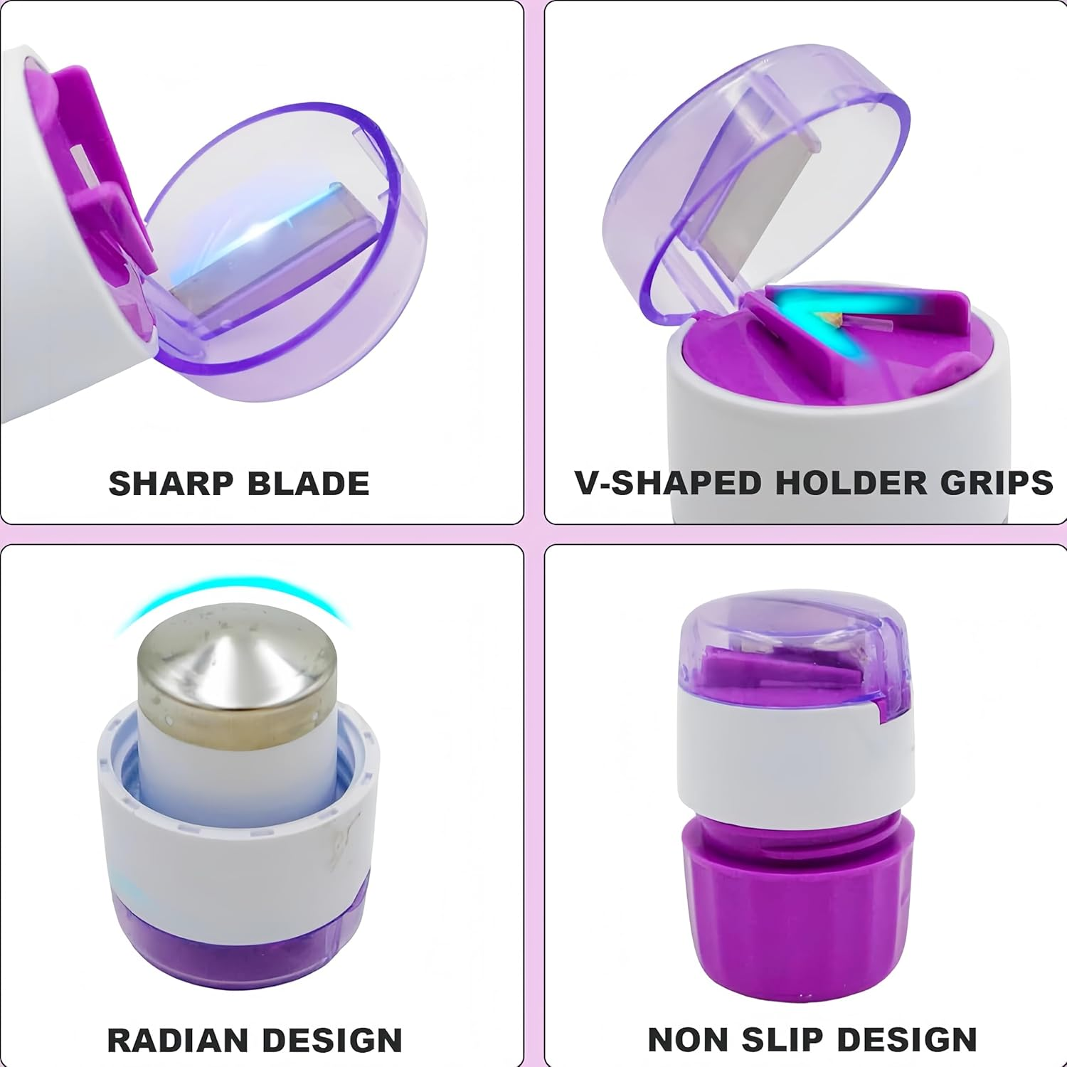 Pill Cutter for Small Pills 1/2 with Stainless Steel Grinding Head 3 in 1 Pill Crusher Splitter with Storage