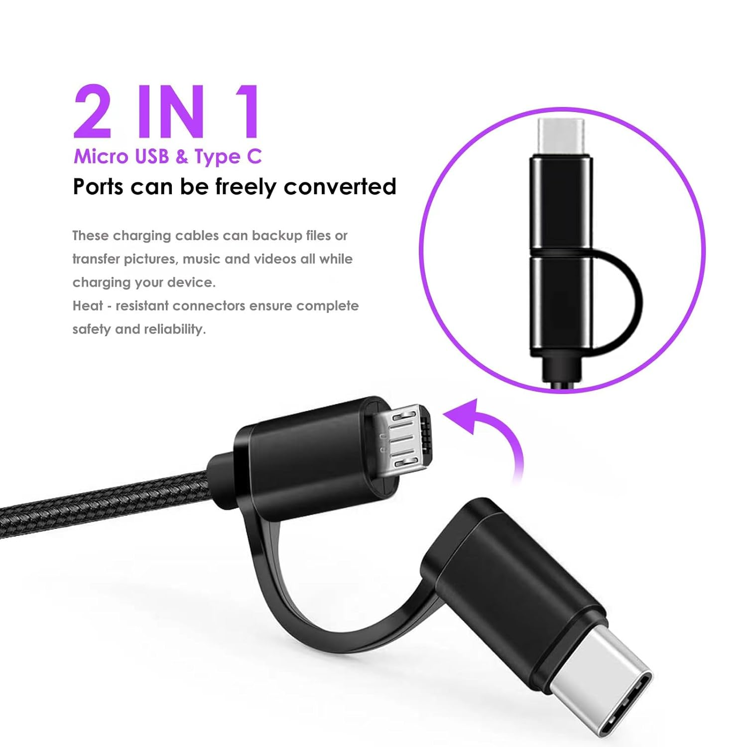 Charger Cord for Kindle Fire Tablet (9-13Th Gen) Fast USB Type-C & Micro USB Charging Cable for Fire HD (Plus/Kids/Kids Pro) All-New Kindl/Kids/Paperwhite/Scribe E-Reader(11Th Gen) & Samsung Phone