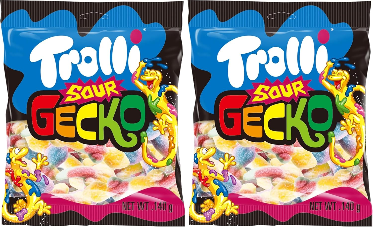 Trolli Sour Gecko Tangy & Chewy Lizard-Shaped Gummies 140 G &ndash; Fruity Sour Lollies, Gluten-Free Halloween & Party Candy image number 2
