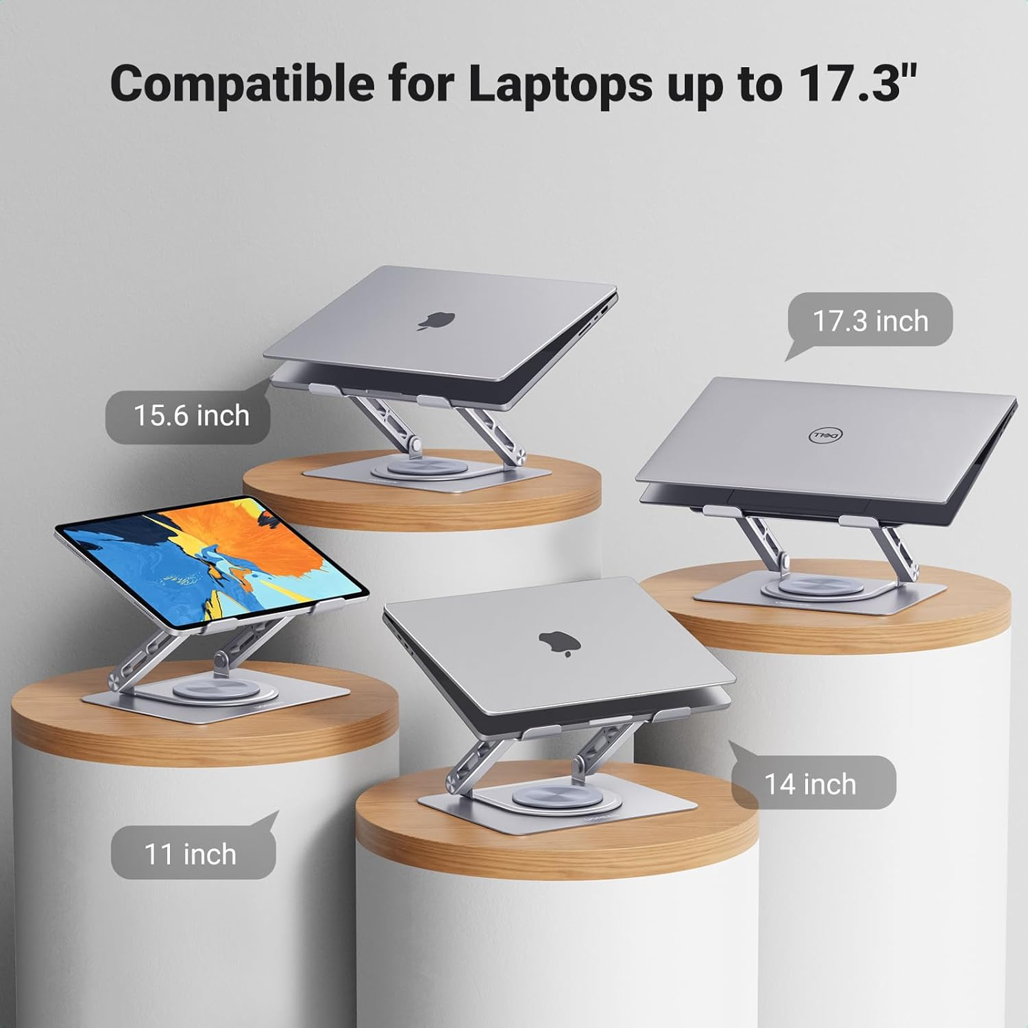 UGREEN Laptop Stand for Desk Holder with 360&deg; Rotating Base, Adjustable Computer Riser Ergonomic, Compatible with Macbook, Notebook, up to 17.3 Inch image number 3