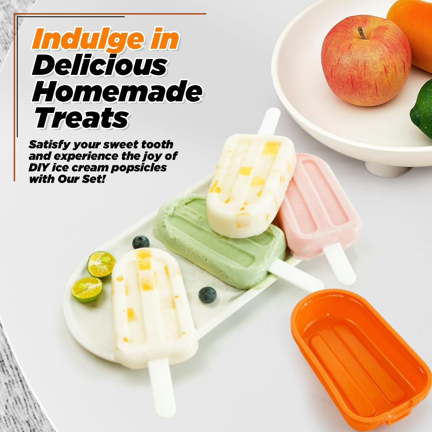 Stackable 4-Piece Multicolour Popsicle Moulds with Lids &ndash; 4 Cavities Silicone Ice Pop Moulds for Cakesicles, Cake Pops, Ice Cream &ndash; Bpa-Free, Easy Release, Bonus Extra Cover & Handle Included image number 4