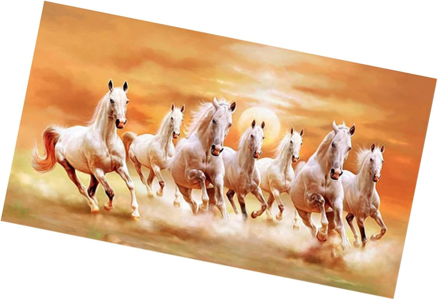 Seven Lucky Running Horses Wall Art Artwork Unframed Style Birthday Gift Animal Painting Canvas Print Picture for Office, 20Cmx40Cm image number 2