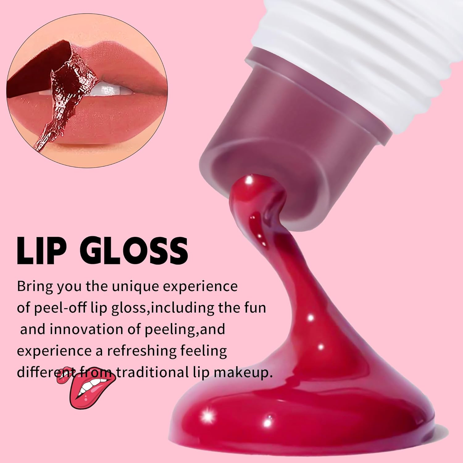 Peel off Lip Stain, Long Lasting Lip Tint Stain, Long Lasting Waterproof Peel off Lip Liner, Nonstick Cup Liquid Lipstick Lip Stain for Women Girls (02, 15G (Pack of 1)) image number 6
