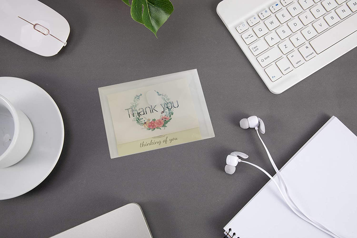 5X7 Small Plastic Envelopes Hook Loop Closure Receipt Storage Holder 80 Pack (Clear-80 Pack) - Clear-40 Pack image number 2