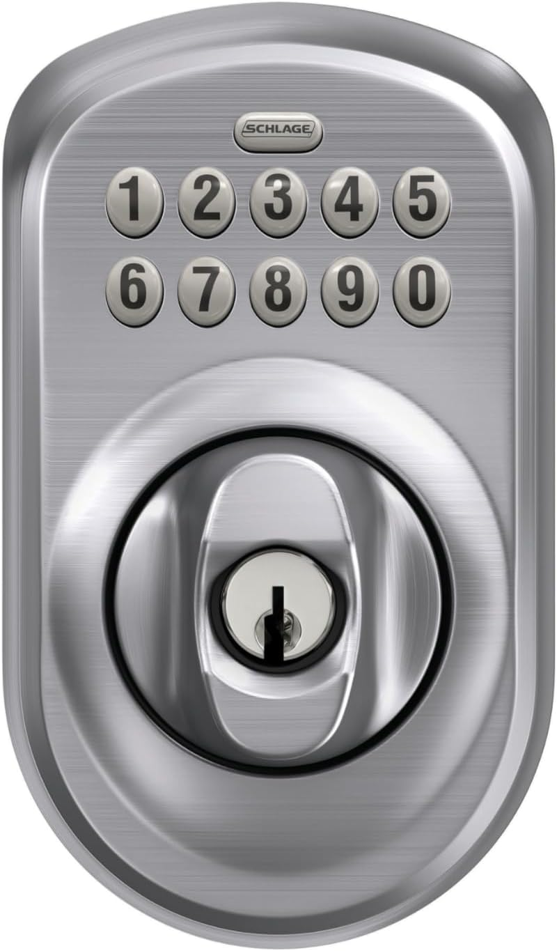 Schlage BE365 Plymouth Keypad Deadbolt, Satin Chrome image number 6
