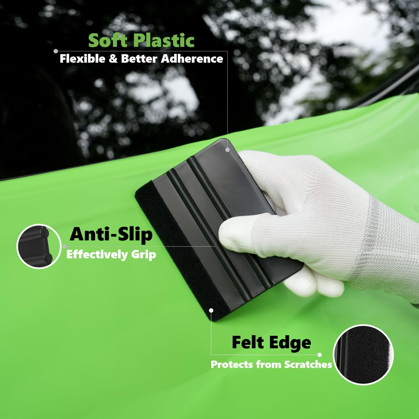 39PCS Vinyl Wrap Tool Kit, Felt Squeegee, Spray Bottle, Magnetic Holder, Safety Trimmer, Micro Detailing Tools, Scraper, Gloves, Auto Window Tint Film Installation Set (Black Green) - Pink Grey image number 4