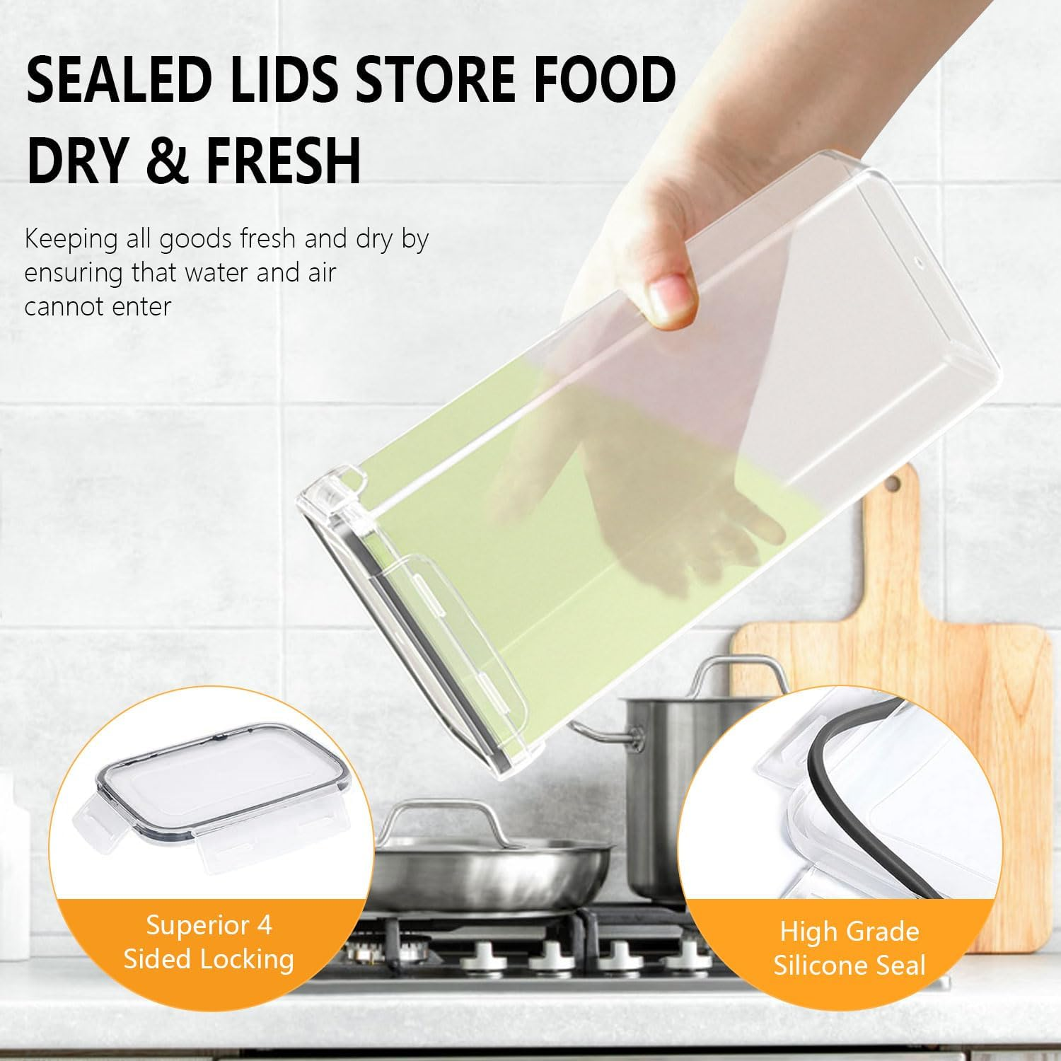 14 Pack Airtight Food Storage Containers for Pantry Organization Canisters for Cereal Dry Food Flour and Sugar Plastic Kitchen Organizers and Storage Kitchen Pantry Storage Containers,Bpa Free image number 5