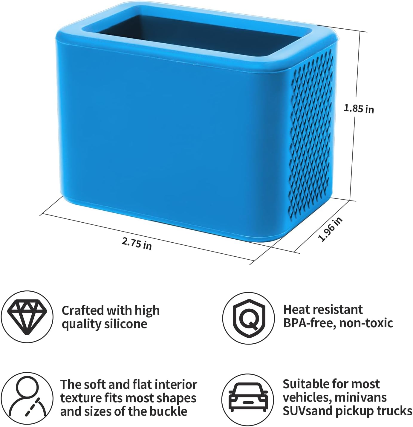 2 Pack Silicone Seat Belt Buckle Holder, Seat Belt Buckle Booster for Kids, Durable Silicone Material, Easy Access to the Buckles of Rear Seats, Car Accessories, Suitable for Most Car Models (Blue) image number 5