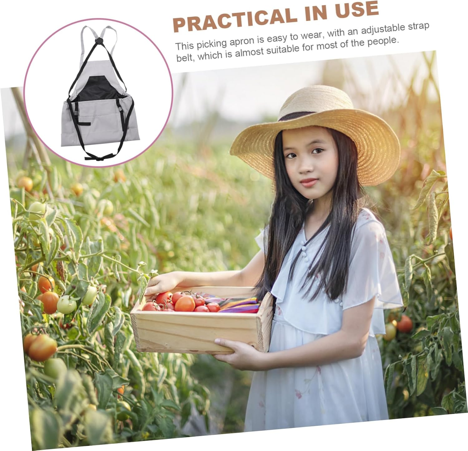 BESPORTBLE Oxford Cloth Apron Large Pockets for Gardening Fruit Picking and Vegetable Harvesting Fabric Apron for Outdoor Use