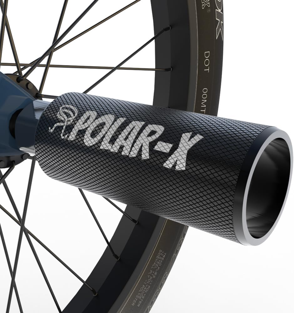 Volo Polar-X Bike Pegs BMX Accessories 3/8 Inch Solid Axles Rear Front Foot Resting Street Stunt Aluminum Alloy Non-Slip Light Weight Bicycle Kids Cycling Scooter - Black image number 2