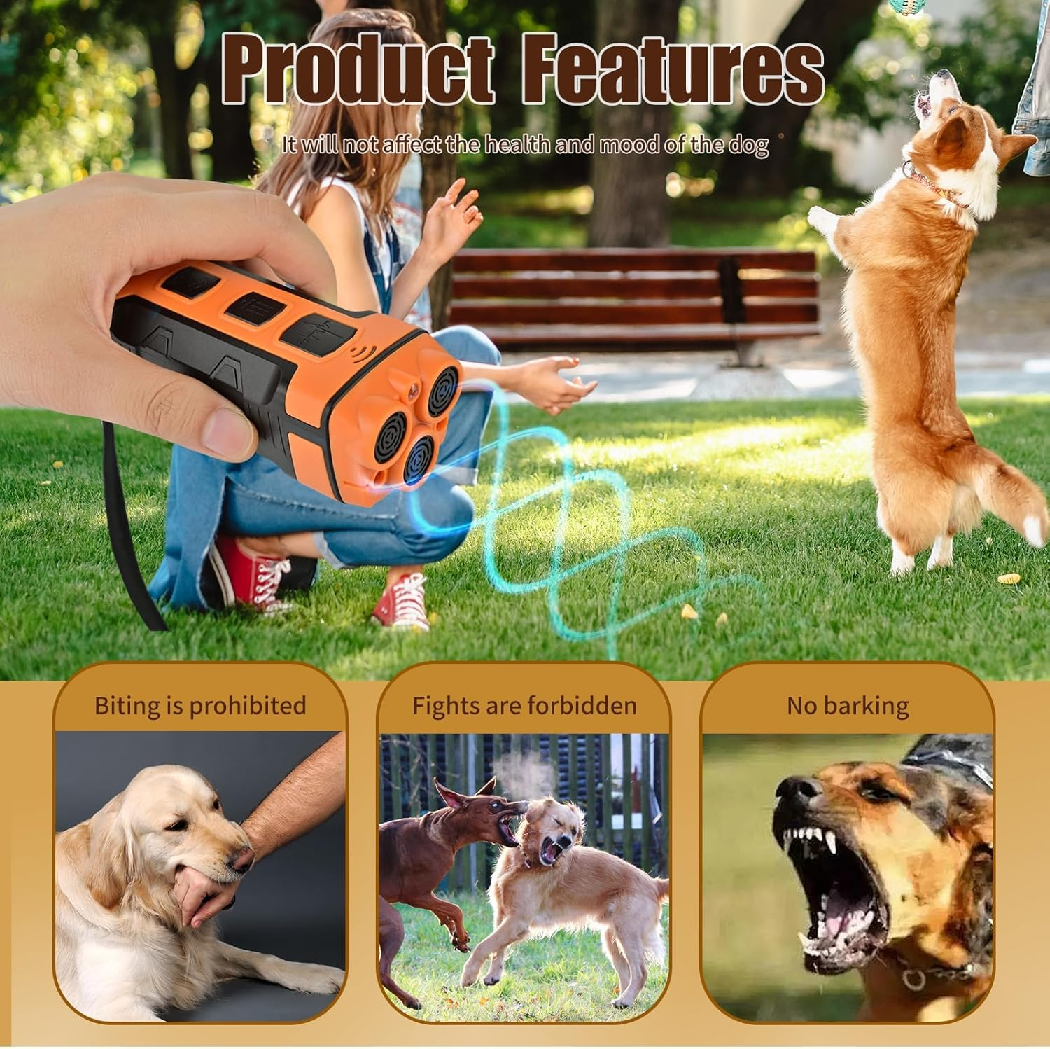 5-In-1 Dog Barking Deterrent Devices &ndash; anti Barking Device for Dogs, 3 Modes, 50Ft Range, Indoor/Outdoor Dog Training, Safe & Humane Bark Control with Rechargeable Battery image number 5
