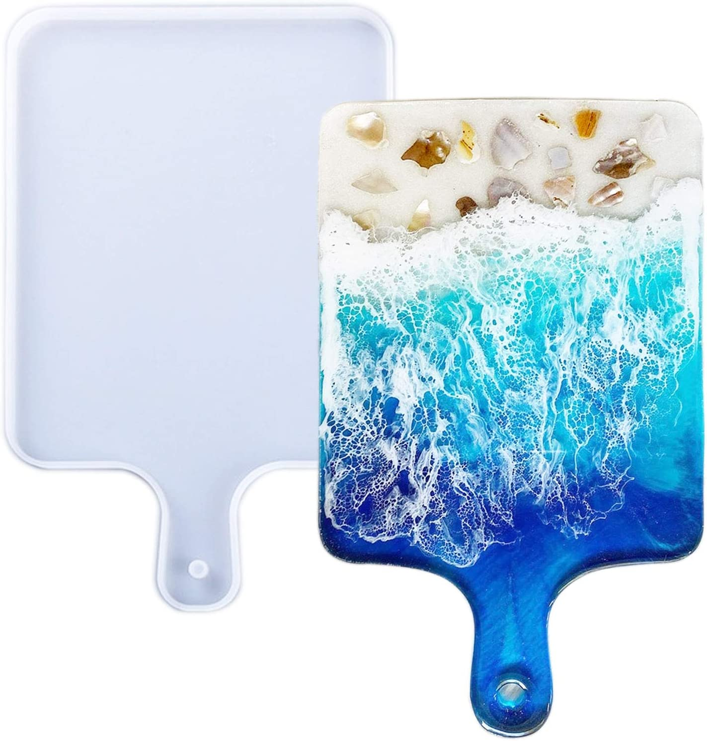 Resin Silicone Tray Molds, Epoxy Casting Mold for DIY Large Rectangle Serving Cutting Board with Handle, Kitchen Essential for Home Decoration and Crafting image number 5