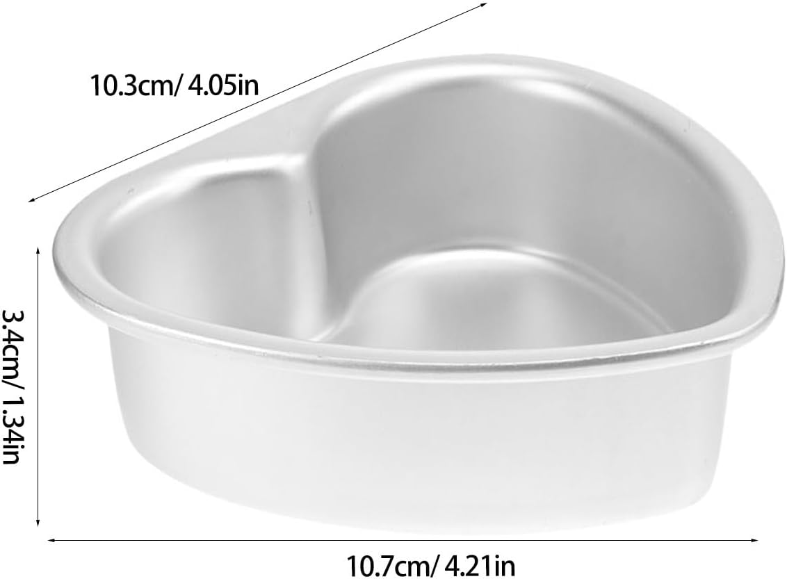 2Pcs Heart Cake Pans - 4 Inches Non-Stick Metal Baking Molds with Removable Bottom for Mini Cakes Desserts and Special Family Occasions Weddings Party image number 4