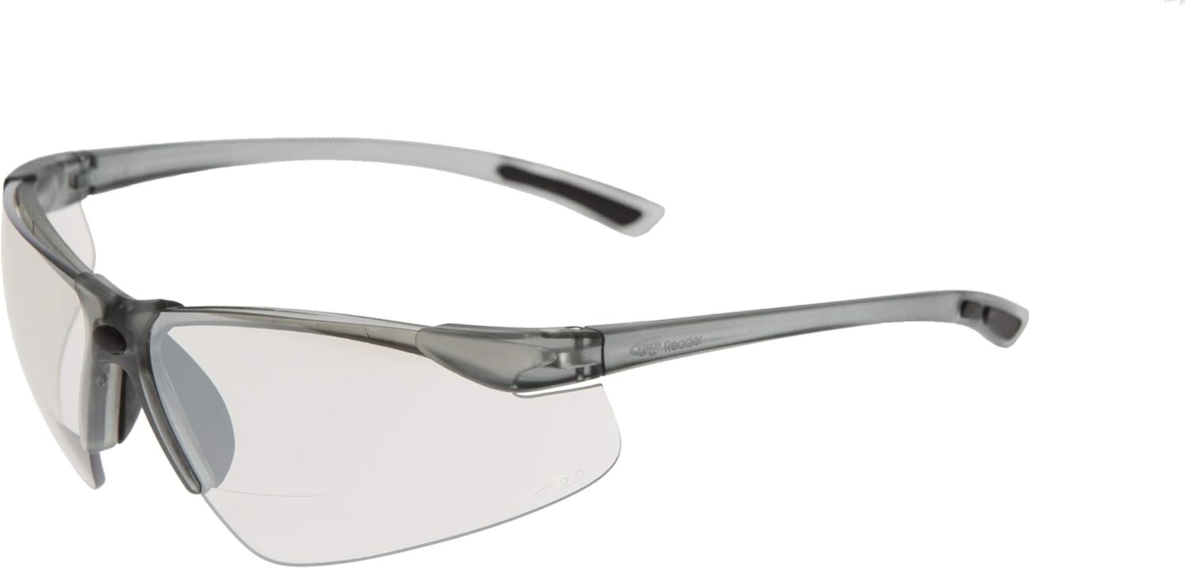101SM-1.5 Reader 101 Bifocal Safety Glasses 1.5X Magnification, One Size, Silver Mirror