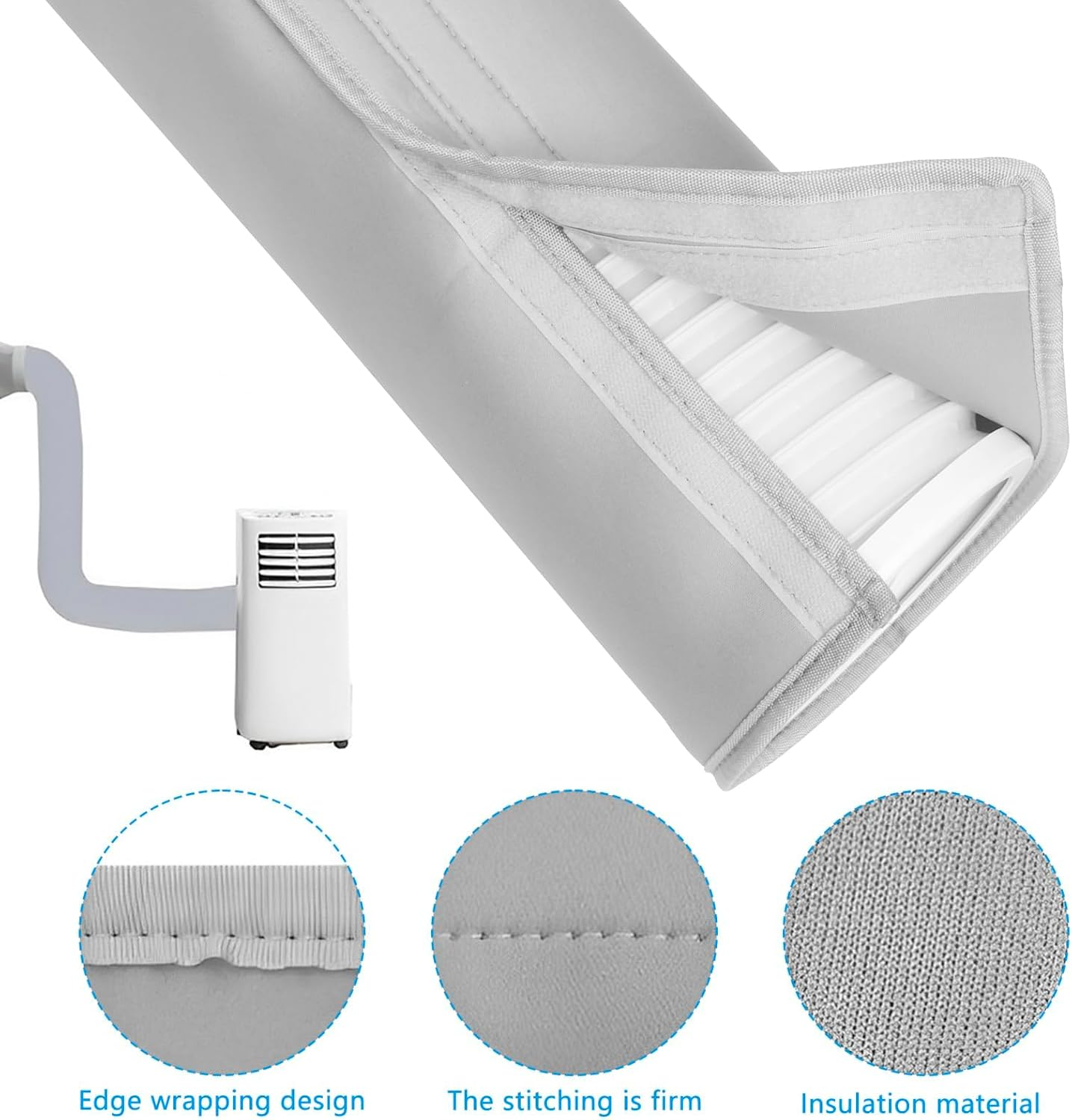Air Conditioner Hose Protection Cover, Insulated Air Conditioner Hose Cover Wrap, Portable AC Hose Cover Washable Air Conditioner Duct Hose Vent Insulation Sleeve for Most 5" to 5.9" Exhaust image number 4
