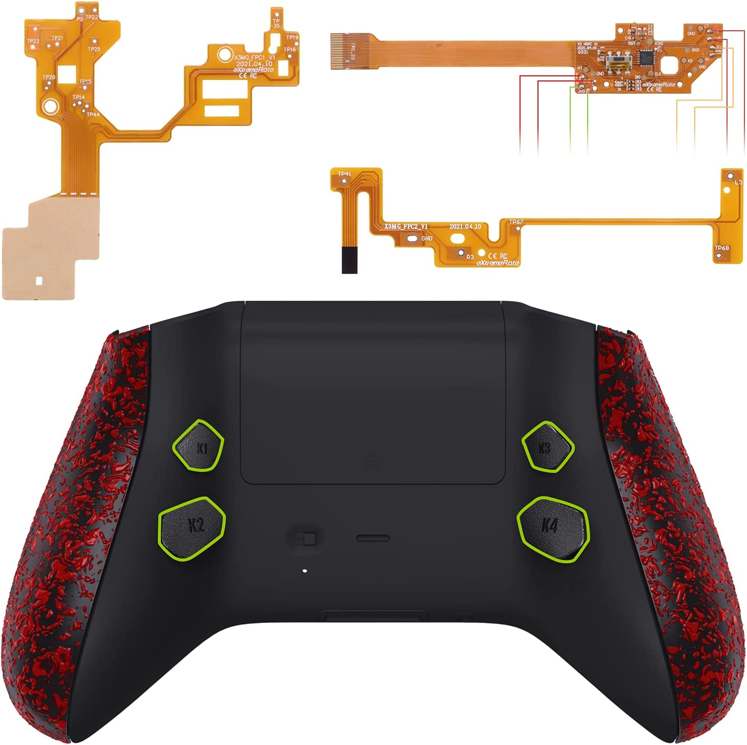 Extremerate Textured Red Hope Programable Remap Kit for Xbox Series X/S Controller, Upgrade Boards & Redesigned Back Shell & Side Rails & Back Buttons for Xbox Core Controller image number 4