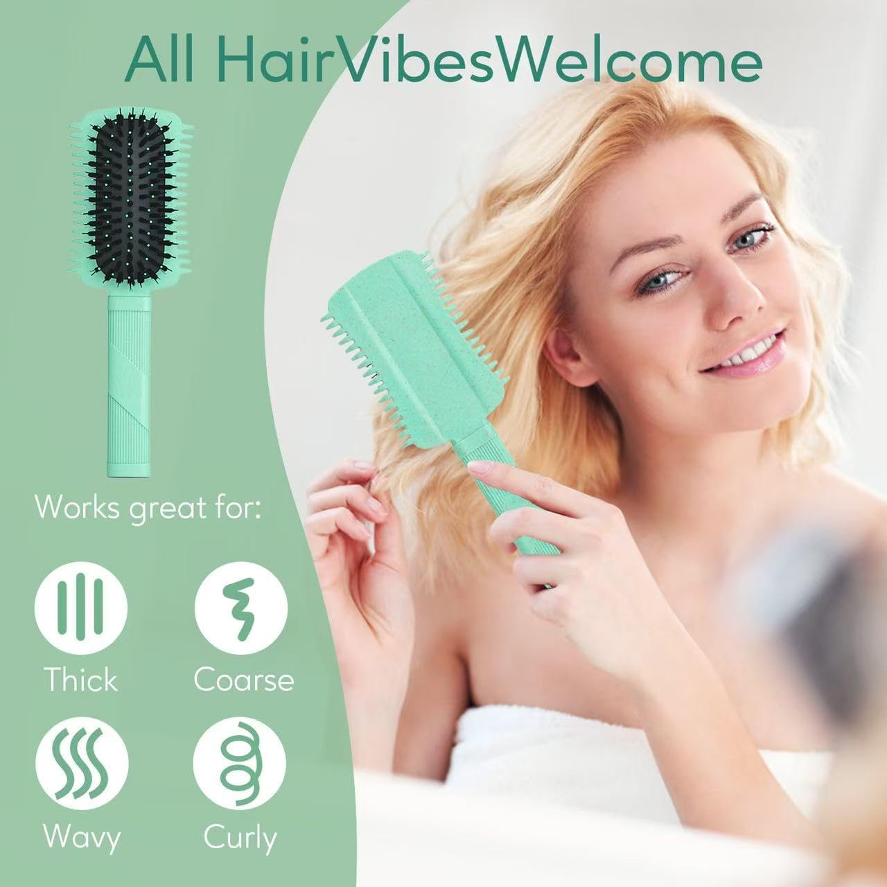 Curly Hair Defining and Styling Brush for Volume, Shaping Women'S Curls (Green 1PC) image number 1