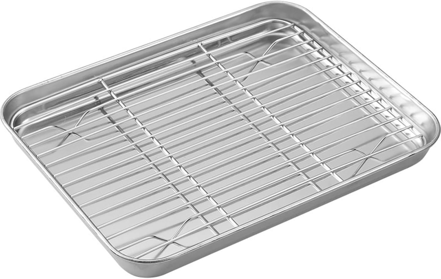 9 X 6.9 X 0.98 Inch Baking Sheets and Racks Set, Stainless Steel Baking Sheet Oven Tray and Cooling Gridrack for Cookies and Meats(Pans + Racks) image number 5